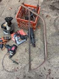 Large Vintage Hand Saw & Assorted Power Tools
