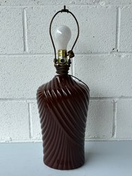 Vintage Ribbed Brown Ceramic Deco Lamp
