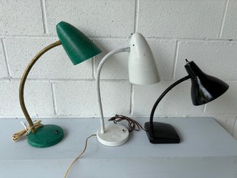 Set Of Three Vintage Gooseneck Lamps
