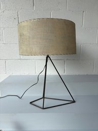 Vintage Iron Lamp W. Fiberglass Shade