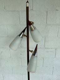 MCM Floor Lamp With 3 Conical Glass Shades