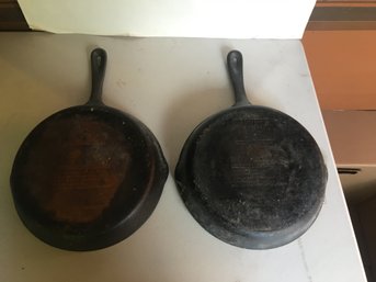 F - Pair Of  Wagners 1891 Original Cast Iron Cookware 10.5 Inch Skillet