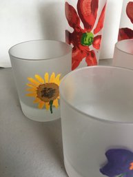 F - Frosted Artist Glasses Flower Decoration 5 Drink & Two Highballs