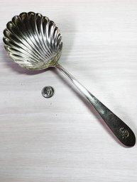 (A39)   Vintage Sterling Silver S Kirk & Son Shell Shape Bowl Large Serving Spoon