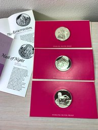 (A41)   Vintage 3 1 Troy Oz Each Silver Genius Of Michelangelo Medals Sealed Inc Resurrection