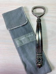 (A40)   Vintage Sterling Silver Georg Jensen Acorn Bottle Opener In Bag