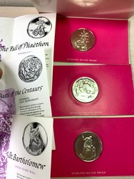 (A42)   Vintage 3 1 Troy Oz Each Silver Genius Of Michelangelo Medals Sealed Inc Centaurs