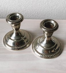 (D3)   Vintage Empire Weighted Sterling Candle Holders