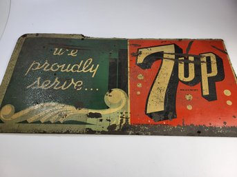Vintage 7-up Soda Pop Sign Non Metal / Press Board 35' X 17' Inches