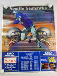 #1 Vintage 1980 Seattle Seahawks NFL Football Schedule Poster 22' X 17' Inches