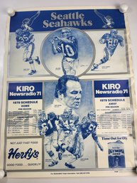 #3 Vintage 1979 Seattle Seahawks NFL Football Schedule Poster 25' X 19' Inches