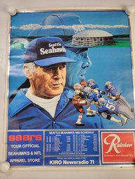 #4 Vintage 1983 Seattle Seahawks NFL Football Schedule Poster 22' X 17' Inches