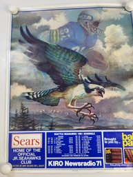 #5 Vintage 1981 Seattle Seahawks NFL Football Schedule Poster 22' X 17' Inches