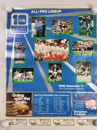 #6 Vintage 1985 Seattle Seahawks NFL Football Schedule Poster 22' X 17' Inches