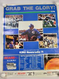 #7 Vintage 1984 Seattle Seahawks NFL Football Schedule Poster 22' X 17' Inches
