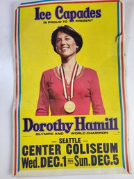 Vintage Dorothy Hamill Flyer / Poster Ice Capades Seattle Center Coliseum 22' X 14' Inches Ice Skate Print