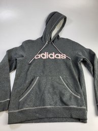 E - Addidas Womens Hoody Sweatshirt Medium Sweater Hood Pink Gray