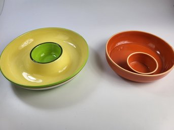 J - Chips & Dip Snack Servers X2 The Cellar Creamware & Napastyle Ceramic Dishes Excellent