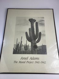 Ansel Adams 28' X 22' Inches Cactus  The Mural Project 1941-42 Printed Copy Seguaro Cacti Metal Frame Glass