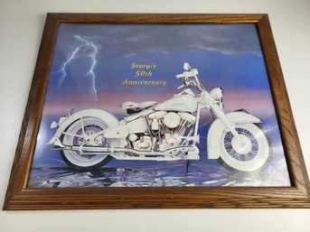 Sturgis 50th Anniversary Print 22' X 18' Inches Wood Frame Motorcycle Harley Bike Bicycle