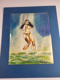 G. Humiston 1979 Seductive Amazonian Woman Color Pencil 16' X 13' Inches Seductive Sexy
