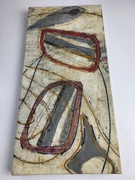 Joan Mamelok Woodcut Sideview Canvas Painting 20' X 10' Inches