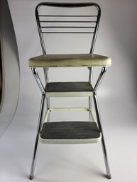Cosco Vintage Stainless Metal Frame 2 In 1 Chair - Step Ladder Stool 36' Inches Tall