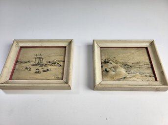 P - Vintage Two Repro 3D Prints By George Aghupuk Arctic Polar Bear Wolves Huskies Sea Outpost 6' X 5' Inches