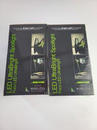 P - Brand New Pair LED Ultra Bright Spotlight Motion Sensing Battery Powered Weatherproof Mr Beams 300 Lumen