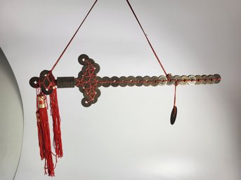 R - Vintage Asian Coin Medallion Sword Very Cool Feng Shui