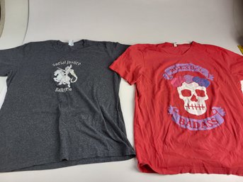 S - Pair Of Cotton Tee Shirts Social Justice Valkyrie & Bisexuality Badass Large & Xl