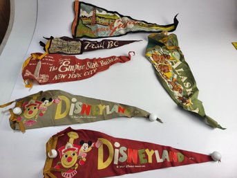 Z - Vintage Pennant Banner Flags 24' Inches Long Disney Land Empire State Building San Francisco Giants Alaska