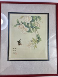 20' X 16' Japanese Butterfly Flowers Print On Silk