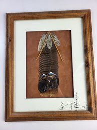9' 'Griz' On Bronze Turkey Feather By Judy Meigenthalea Made In Montana