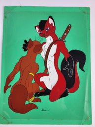 12' Animation Cell Samurai Ninja Cats By Sherman