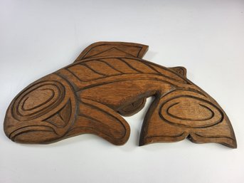 18' Wood Carved Tribal Salmon Wall Hanging Beautiful
