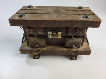 I 1 - Antique Wooden Coin Box Made In Mexico