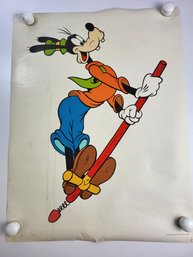K - Vintage 1970's Walt Disney Goofy Poster 23' X 18'