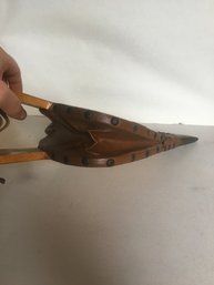 A - Fireplace Wooden Bellows Antique Very Nice Works Fine Brass Tip