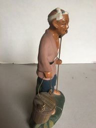 C3 - Hollow Ceramic Oriental Water Carrier Figure 8 Inches Tall