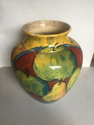 B - Vietri Made In Italy Large Glased Ceramic Vase 14 Inches Tall Beautiful