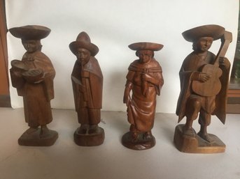 A - 4 Wood Carved Figures South American Flavor Cool Detail 10