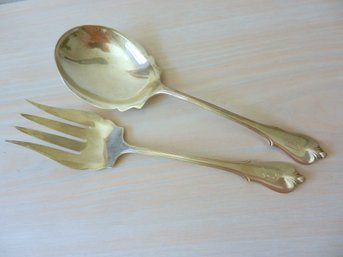 (A48)   Wallace Sterling Silver Colonial Serving Spoon And Fork