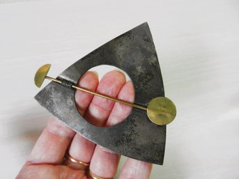(A8)   Vintage Sterling Silver And Mixed Metal Modernist Brooch
