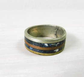 (A9)   Vintage Unmarked Silver/Brass/CopperStone Ring Mexico