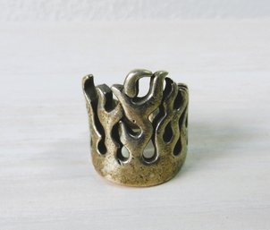 (A10)   Vintage Sterling Silver Brutalist Ring