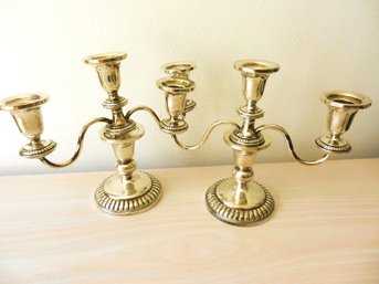 (B2)   Pair Of Revere Silversmith 654 Sterling Silver Candleholders - Weighted