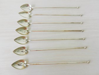(B5)   7 Wallace Sterling Silver Spoon Mint Julep Ice Tea Straws