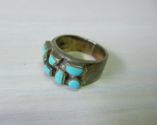 (A19)   Vintage Sterling Silver And Turquoise Ring