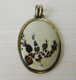 (E7) Vintage Dendrite Agate Pendant With Sterling Silver Mount